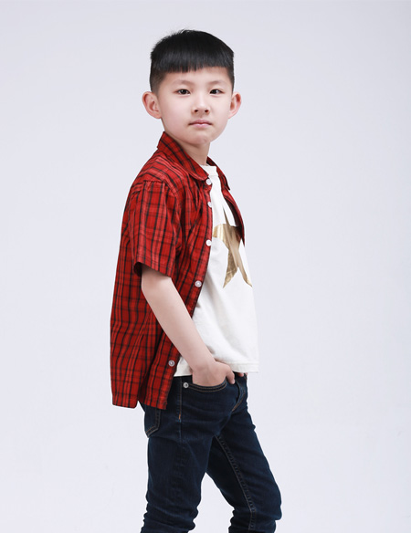 短袖格子襯衫