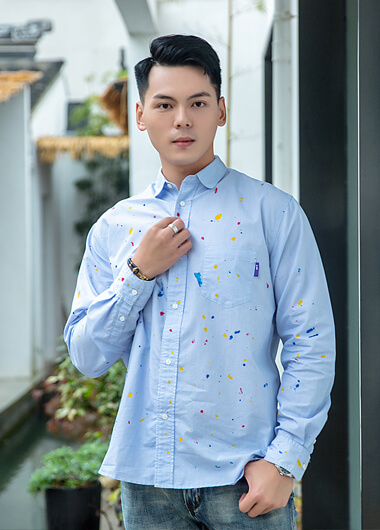 男士藍(lán)色波點(diǎn)襯衫